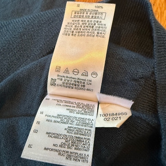 Brooks Brothers Sweater Mens Size L 100% Wool Italian Yarn Pullover V-neck Blue - Picture 6 of 11